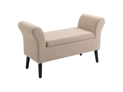 HOMCOM Lavice do obývacího pokoje Moderní čalouněná lavice s úložným prostorem, sametový polyester, kaučukové dřevo, područky, 115.5x43.5x66cm| Aosom