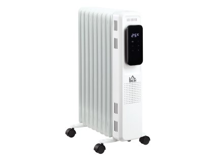 HOMCOM olejový radiátor elektrický radiátor 1830-2180W přenosný 3 nastavení teploty 24hodinový časovač 9 topných desek bílá ocel 42,5x24x63cm pro efektivní teplo | Aosom.de
