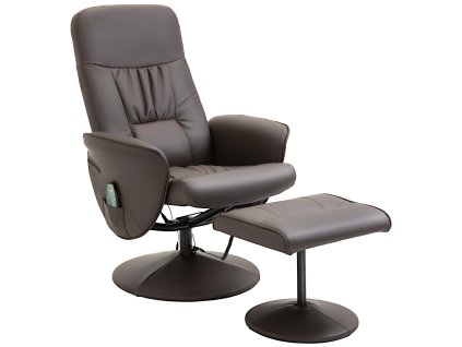 HOMCOM 2-St TV křeslo s funkcí polohování 360° otočné polohovací křeslo s 10 masážními body v imitaci kůže v hnědé barvě Š76 x D81 x V105 cm | Aosom.de