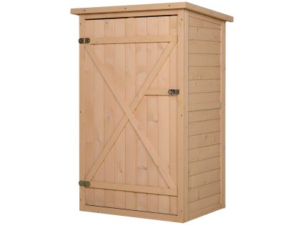 Outsunny zahradní kůlna na nářadí s policemi kůlna na nářadí zahradní kůlna z přírodního dřeva 75 x 56 x115 cm | Aosom