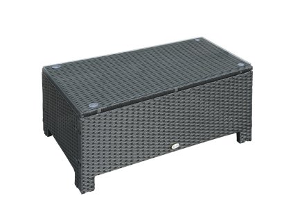 Zahradní stolek Outsunny z polyratanu odolného proti povětrnostním vlivům černý 85x50x39cm na balkon terasu | Aosom.de