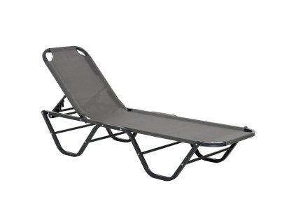 Outsunny lehátko plážové lehátko 5-stupňové hliníkové zahradní lehátko Texteline šedá černá 163x58,5x91cm pro zahradu a terasu | Aosom.de