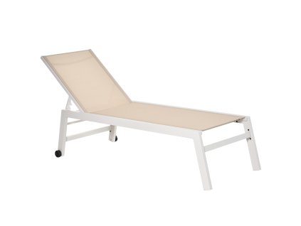 Zahradní lehátko Outsunny s pětistupňovým opěradlem hliník krémově bílé 169x65x102cm pro zahradu balkon terasu | Aosom.de