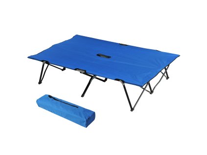Skládací kempinkové lůžko pro 2 osoby, kempinkové lůžko s taškou, do 136 kg, Oxford ocel, modrá+černá, 193x125x40cm| Aosom