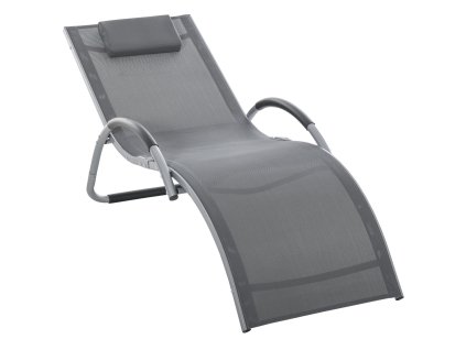 Zahradní lehátko Outsunny s polštářem ergonomické hliníkové lehátko Texteline šedá 160 x 60 x 65 cm | Aosom