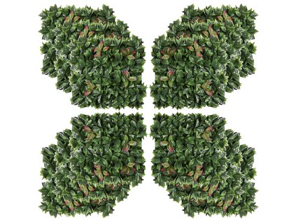 Outsunny rostlina stěna umělá 12 kusů 50 x 50 cm soukromí obrazovka rododendron listy design živý plot rostlina pro zahradu venkovní zelená červená | Aosom.de