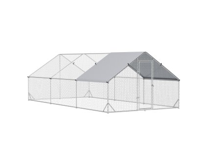 PawHut kurník, 3 x 6 x 2 m, volný výběh XXL, venkovní kurník se stínem, střecha, pro 12-18 kuřat, kachny, králíky, ocel| Aosom