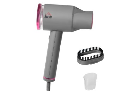 HOMCOM Parní žehlička Parní kartáč 1520 W skládací s nádržkou na vodu 160 ml Hliník Plast Šedá Růžová 27,5x18,2x9 cm pro efektivní žehlení | Aosom.de