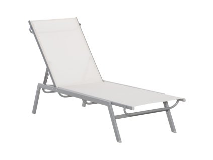 Zahradní lehátko Outsunny s polštářem nastavitelné 5stupňové opěradlo kovová síťovina krémově bílá 170x58x97cm na terasu a balkon | Aosom.de