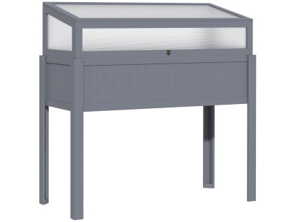 Outsunny dřevěný vyvýšený záhon s chladicím rámem 2 v 1 pro rajčata a zeleninový záhon, polykarbonát šedý 120x54x112/122cm | Aosom.de