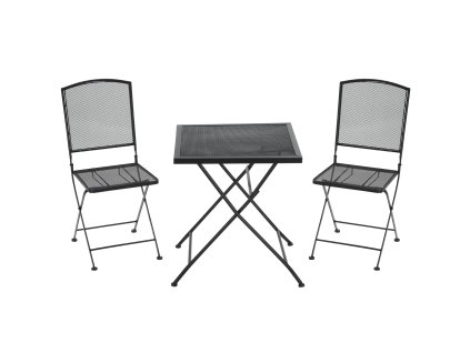Outsunny zahradní sedací souprava bistro set pro 3 osoby s 1 stolem a 2 skládacími židlemi, kovově šedá pro terasu a balkon | Aosom.de