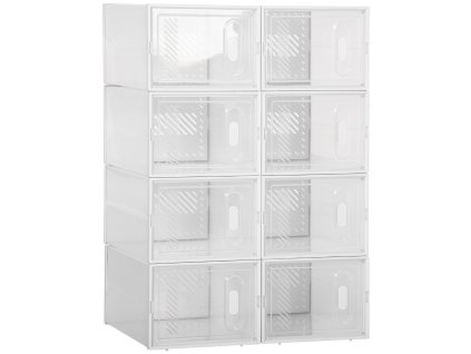 HOMCOM Botník DIY zásuvný s 8 přihrádkami, obdélníkový botník, plast, průhledný, 25x35x19cm| Aosom