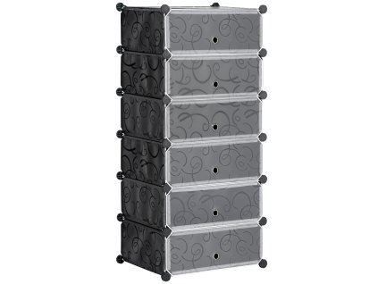HOMCOM Úložný box na boty DIY zásuvný stojan na 6 párů bot, plast/ocel, černý+bílý, 49x36.5x108cm| Aosom