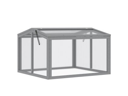 Outsunny Cold Frame 90 x 80 x 58 cm Skleníkový záhon s krytem ze dřeva a polykarbonátu ve světle šedé barvě | Aosom.de
