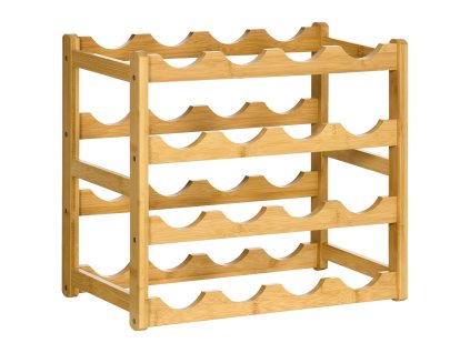 HOMCOM Bambusový stojan na víno na 16 lahví 43x23,5x38cm, stylový design z přírodního dřeva do kuchyně a obývacího pokoje | Aosom.de