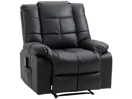 Elektrické polohovací křeslo HOMCOM s masážní funkcí z imitace kůže, dřeva a oceli, černé 94x99x99 cm pro maximální pohodlí | Aosom.de