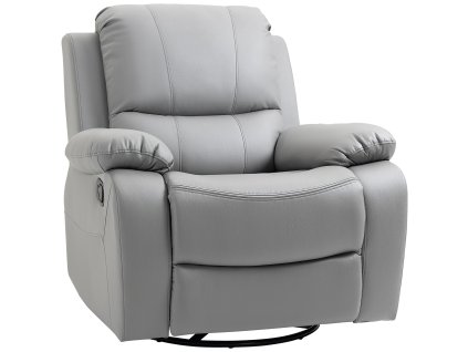 HOMCOM polohovatelné otočné TV křeslo 135° naklápěcí s podnožkou polyester šedý do 150 kg 72x71x60cm pro pohodlí a relaxaci | Aosom.de