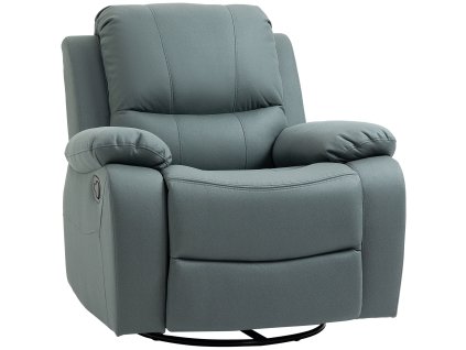 Otočné TV křeslo HOMCOM, náklon 135°, nosnost do 150 kg, polohovací křeslo s podnožkou do obývacího pokoje a ložnice, polyester, zelené | Aosom.de