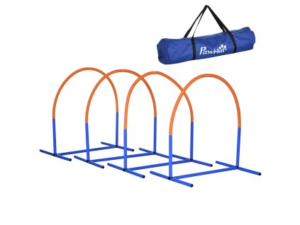 Výcviková sada PawHut pro psy agility 4-dílná sada s přenosnou taškou Blue Orange 88 x 64 x 95 cm pro efektivní výcvik a zábavu psů | Aosom.de