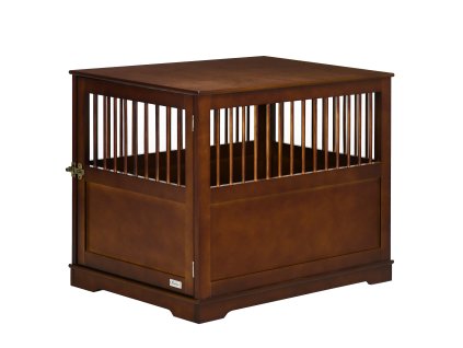 PawHut klec pro psy se stolovou deskou stylová psí bouda pro středně velké psy vnitřní uzamykatelné dveře hnědá 80,5x59,5x67,5cm | Aosom.de