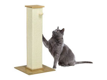 PawHut škrabadlo pro kočky 38L x 38W x 80H cm stabilní a bezpečné se škrabací deskou hracími míčky ze sisalu dub krémově bílý úspora místa | Aosom.de