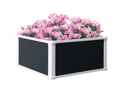Outsunny vyvýšený truhlík na květiny 60x60x30cm s funkcí drenáže z plastu pro zeleninu a bylinky Šedá | Aosom.de