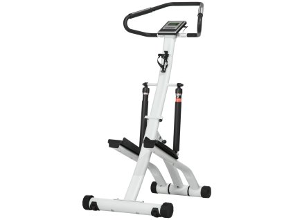 SPORTNOW Stepper s rukojetí, fitness rotoped s LCD displejem, rotoped s 12 úrovněmi odporu Černá+Stříbrná 80 x 61 x 134 cm | Aosom