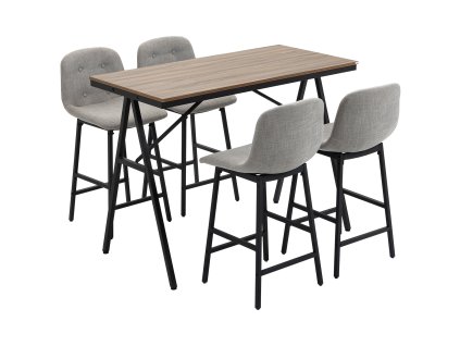 HOMCOM Barový set 5 ks s barovými židlemi, jídelní set do kuchyně, bistro stůl se 4 židlemi, kov, světle hnědá, 120x60x91 cm | Aosom.de