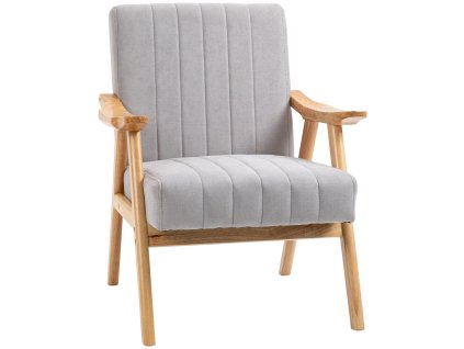 Křeslo HOMCOM Čalouněné křeslo s područkami Křeslo do obývacího pokoje Relaxační křeslo Scandi design Nohy z gumového dřeva Světle šedá barva do obývacího pokoje a pro relaxaci | Aosom.de