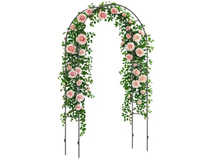Outsunny Rose Arch Metal Archway Garden Arch Climbing Plants Climbing Plants Black 140x40x240cm | Aosom