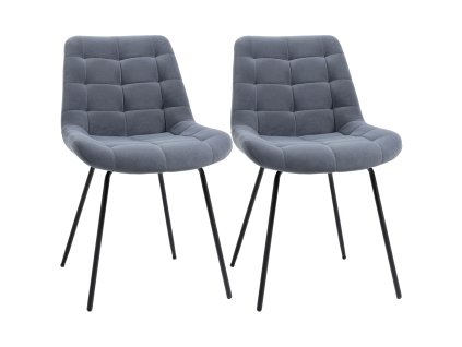 Jídelní sada 2 židlí HOMCOM s opěradlem, sametový potah v retro designu, šedé ocelové nohy, ideální do obývacího pokoje a jídelny | Aosom.de