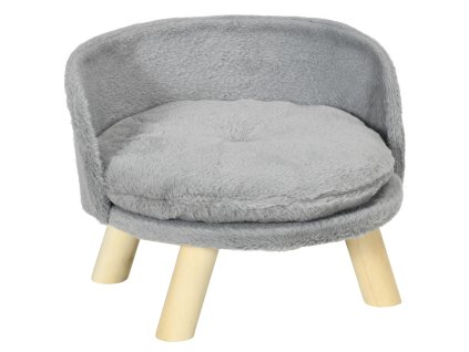 PawHut pelíšek pro psy pelíšek pro kočky pohovka pro psy s protiskluzovými dřevěnými nožkami a polštářem, šedá 40,5x40,5x33cm pro interiér | Aosom.de