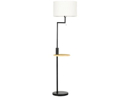 HOMCOM Stojací lampa, stojací lampa s policí, 40 W stojací lampa s USB připojením, stojací lampa, ocel, krémová, Ø40 x 168 cm, bez žárovky | Aosom