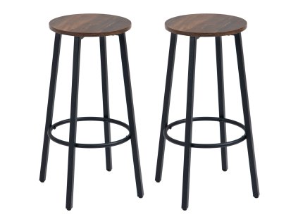 HOMCOM Barová židle sada 2 kuchyňských židlí s podnožkou v industriálním designu, kovový rám, pro jídelnu do 120 kg, 42x42x65 cm, hnědá | Aosom.de