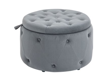 HOMCOM puf s úložným prostorem čalouněný taburet úložný box kulatý otoman s víkem sametový vzhled šedý Ø60 x 40 cm do obývacího pokoje a ložnice | Aosom.de