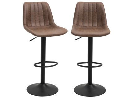 HOMCOM sada 2 barových židlí kuchyňská židle výškově nastavitelná s podnožkami otočná židle hnědá polyester 43 x 46 5 x 89-110 cm pro bar kuchyň | Aosom.de