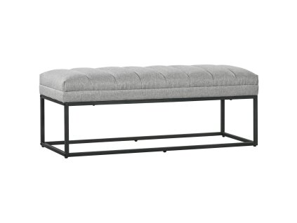 HOMCOM Lněná lavice Čalouněná lavice do ložnice Postelová lavice Kosmetická lavice do 200 kg Ocel světle šedá 120x44x45,5 cm | Aosom.de