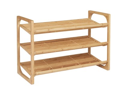 HOMCOM Regál na boty Regál na boty se 3 úrovněmi a madlem pro max. 9 párů bot Organizér na boty bambus 76 x 33 x 51 cm Přírodní | Aosom