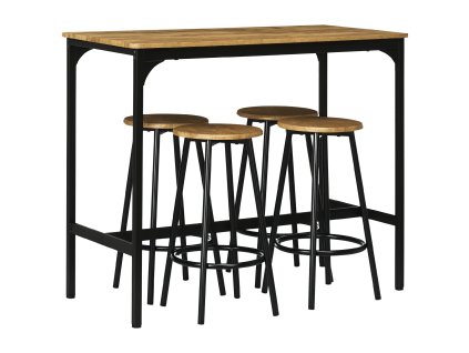 HOMCOM Barový set 5 ks se 4 barovými židlemi Kuchyňský stůl v industriálním designu rustikálně hnědý kovový jídelní set do kuchyně a baru | Aosom.de