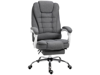 Kancelářská židle Vinsetto ergonomická kancelářská židle se sklopnou podnožkou, výškově nastavitelná a sklopná, kovově šedá pro pohodlí v domácí kanceláři | Aosom.de