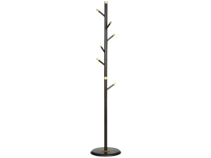 HOMCOM Věšák se 6 háčky, kovový věšák v barvě ořech, věšák do předsíně, 36x36x180cm | Aosom.de