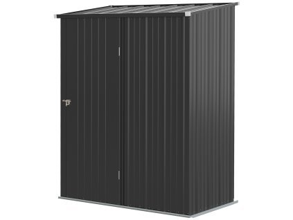 Outsunny zahradní přístřešek 1,34 m² Uzamykatelný zahradní přístřešek se střechou z pozinkované oceli, 161,5x94,5x196cm, černý| Aosom