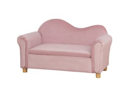 HOMCOM Dětská pohovka s úložným prostorem Růžový fleece dvoumístná 3-5 let 84x41,5x48,5cm | Aosom