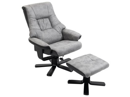 HOMCOM polohovací křeslo s taburetem, otočné TV křeslo s funkcí polohování, mikrovlákno šedé, 78x82,5x109 cm, ideální pro obývací pokoj a relaxaci | Aosom.de