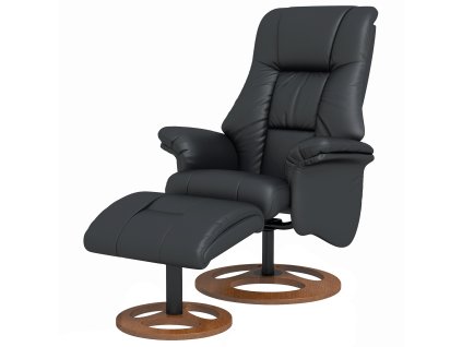 Polohovací křeslo Vinsetto s taburetem, elektricky sklopné o 130°, umělá kůže, černé, TV křeslo s funkcí polohování, 77 x 89 x 110 cm | Aosom.de