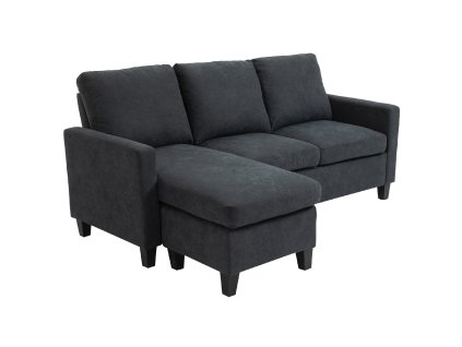 HOMCOM rohová sedací souprava látková rohová rozkládací sedací souprava oboustranné lehátko tvaru L tmavě šedá 197x139x91cm | Aosom