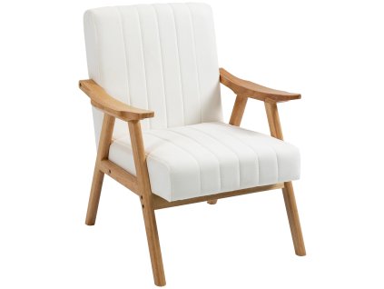 HOMCOM čalouněné křeslo lounge chair v sametovém vzhledu s područkami, design Scandi, krémová, 68x74x82cm| Aosom