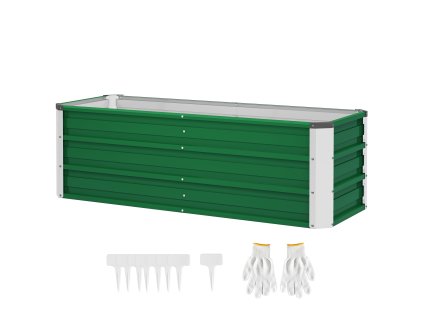 Outsunny vyvýšený ocelový zahradní truhlík s rukavicemi 125x47x40cm v zelené barvě pro zeleninu a květiny | Aosom.de