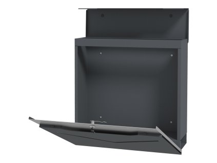 HOMCOM Nástěnná poštovní schránka antracitová s přihrádkou na noviny a průhledem, pozinkovaná ocel, 2 klíče, 37x10,5x37cm | Aosom.de