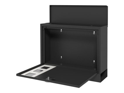 HOMCOM Poštovní schránka černá s přihrádkou na noviny, kovová s průhledem, vodoodpudivá, 2 klíče, 36.5x11.5x29cm | Aosom.de